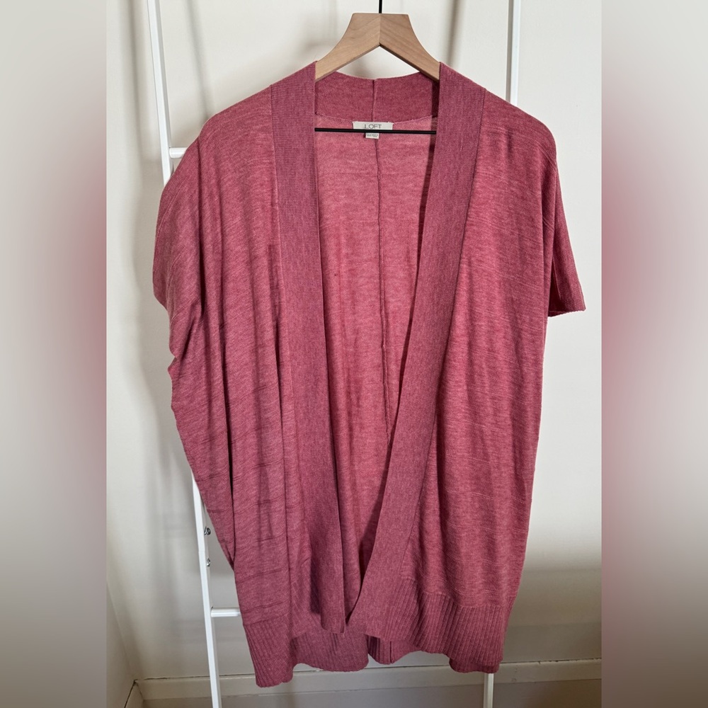 LOFT Textured Stripe Kimono Cardigan - Size XS/S Rosy Peach
